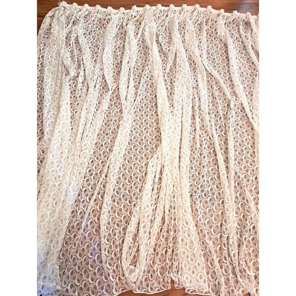 White Lace Curtain Panel Pinch Pleat Extra Large Floral Cottage Granny 70x85 - Picture 1 of 4